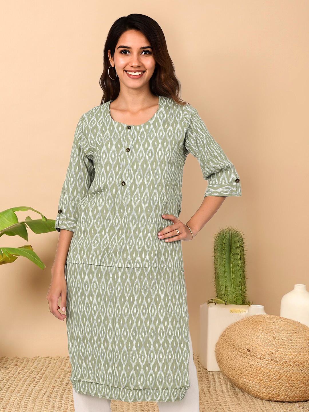 Picture of Beautifully Crafted Ikat Printed Kurta